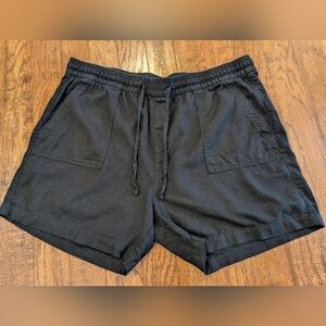 Linen shorts Rayon Black Women's Shorts Size XL